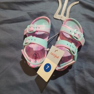 Cat & Jack Mint Green and Pink Tie-Dye Buckle Sandals - Kids